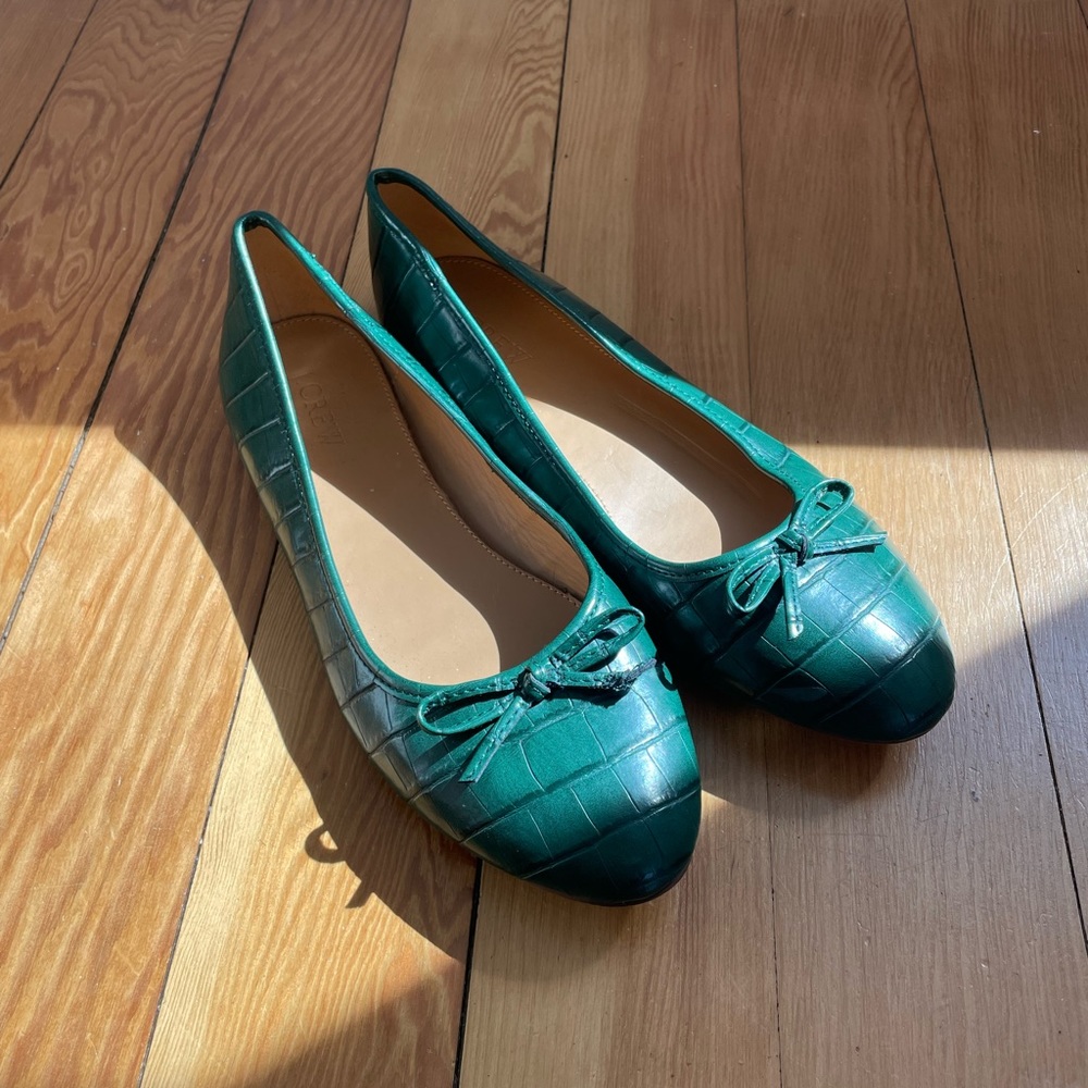 Green croc J.Crew flats